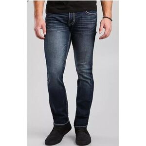 BKE Men's Carter Denim Jeans Straight Leg Thick Stitched  30 x 35